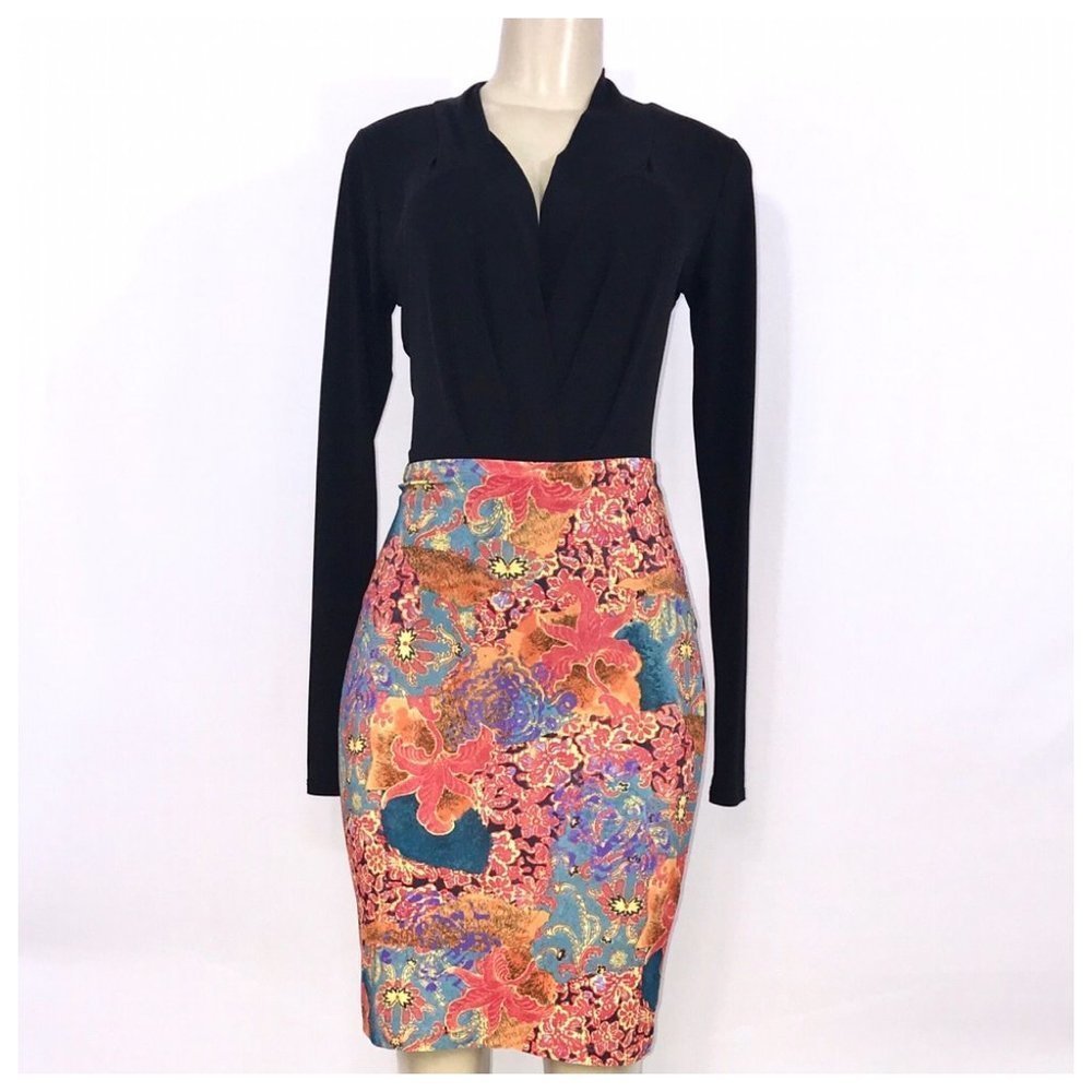 Orange Multi Color Mini Skirt Junior Small
